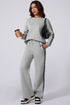 Side Striped Round Neck Top and Pants Active Set - Odaingerous